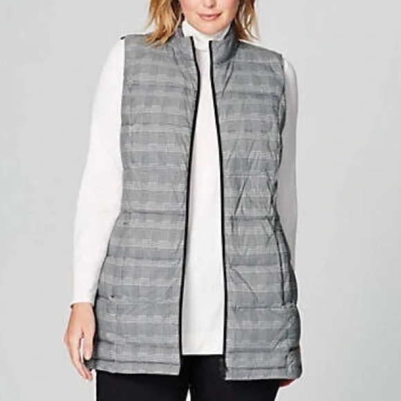 J JILL Plaid Down Puffer Vest SZ Large Petite - Picture 2 of 6